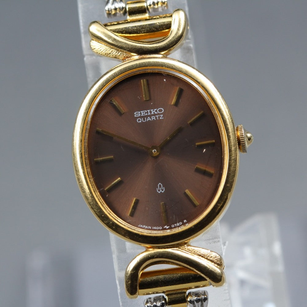 SEIKO 1400-5450 Brown Quartz 19.8mm Ladies Watch 1980