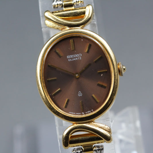 SEIKO 1400-5450 Brown Quartz 19.8mm Ladies Watch 1980