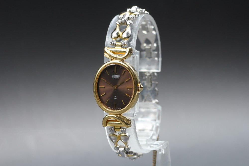 SEIKO 1400-5450 Brown Quartz 19.8mm Ladies Watch 1980