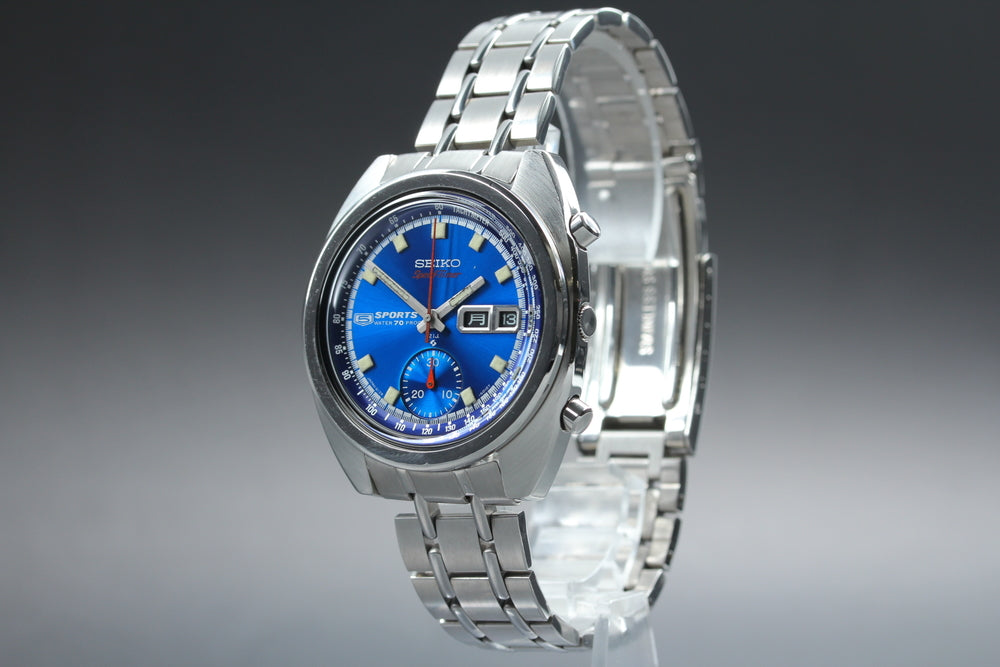 Near MINT SEIKO Seiko 5 Sport 6139-6010 Blue Auto 38.8mm Men's Watch 1969