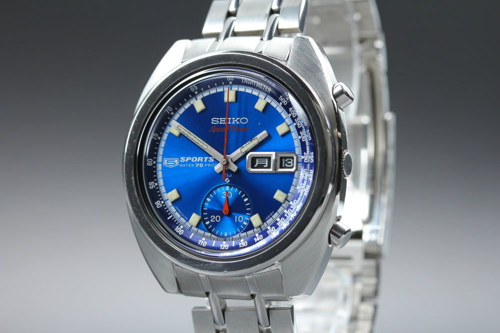 Near MINT SEIKO Seiko 5 Sport 6139-6010 Blue Auto 38.8mm Men's Watch 1969