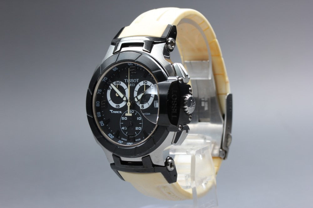 Near MINT TISSOT T-Race Chronograph T048417A Black Quartz 41.5mm Men's Watch