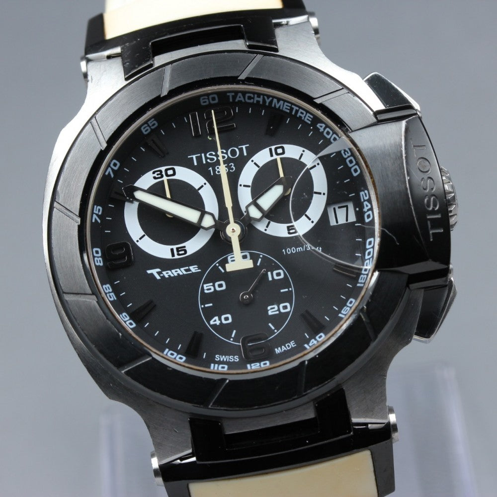 Near MINT TISSOT T-Race Chronograph T048417A Black Quartz 41.5mm Men's Watch