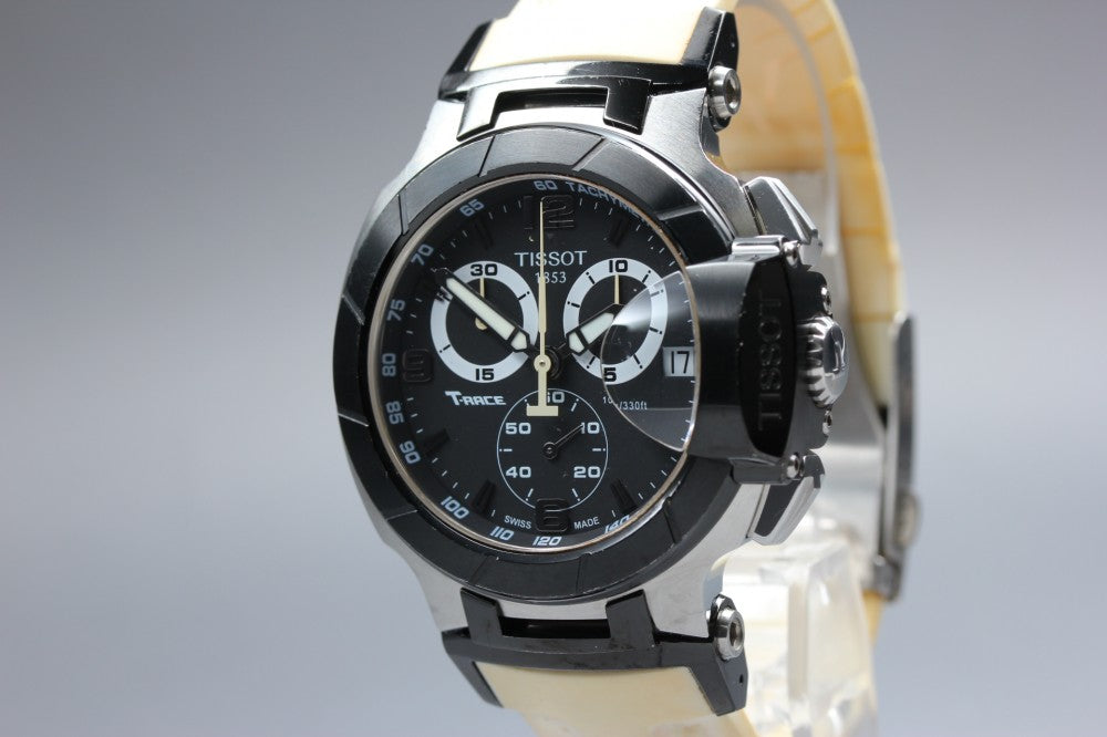 Near MINT TISSOT T-Race Chronograph T048417A Black Quartz 41.5mm Men's Watch