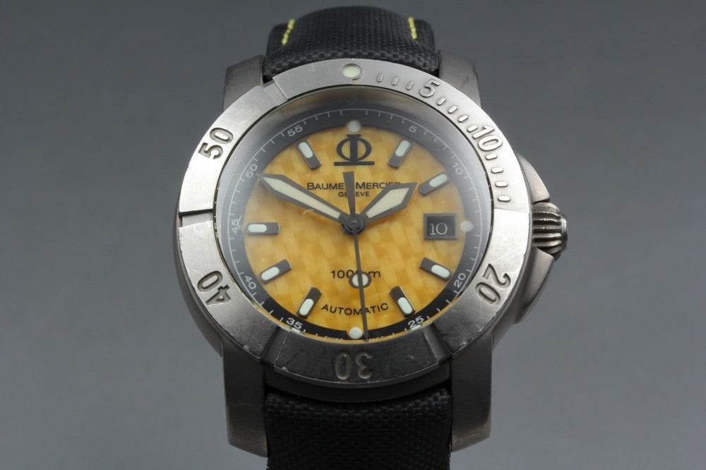Near MINT Baume&Mercier Capeland 65414 Yellow Auto 44mm Men's Watch