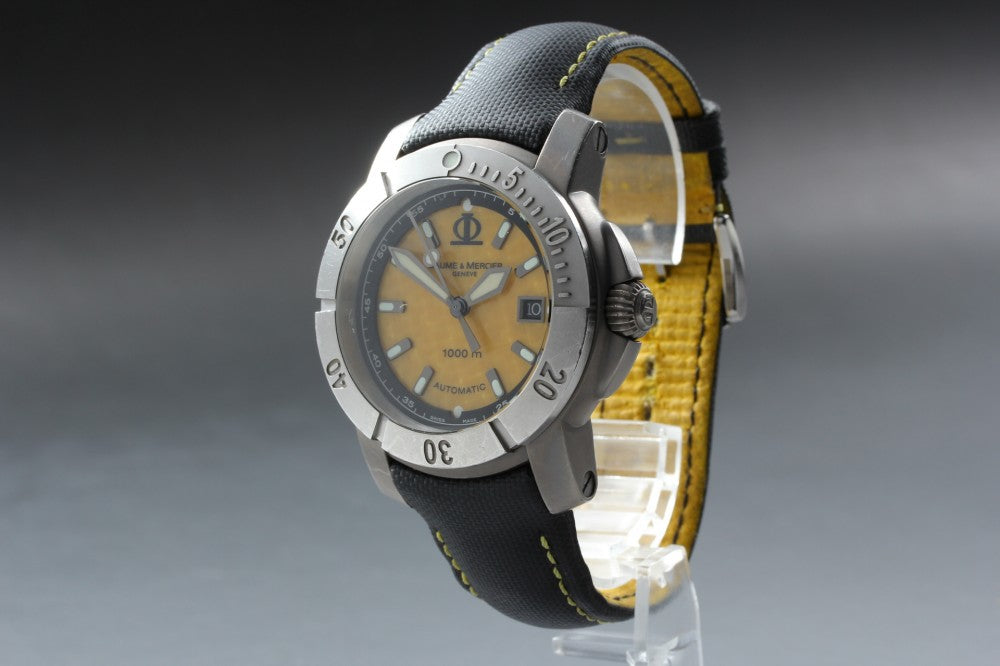 Near MINT Baume&Mercier Capeland 65414 Yellow Auto 44mm Men's Watch
