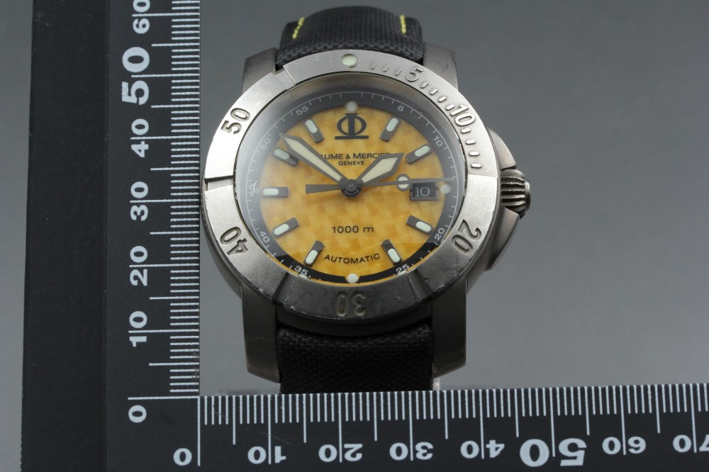 Near MINT Baume&Mercier Capeland 65414 Yellow Auto 44mm Men's Watch