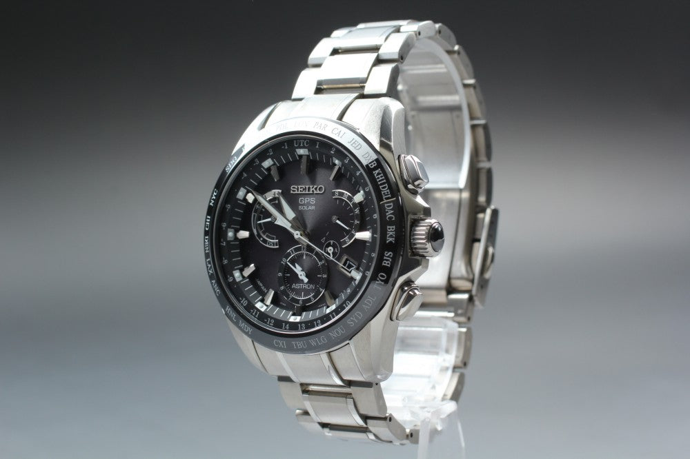 Near MINT SEIKO Astron SBXB041/8X53-0AB0-2 Black Solar 45mm Men's Watch