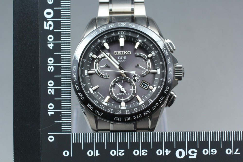 Near MINT SEIKO Astron SBXB041/8X53-0AB0-2 Black Solar 45mm Men's Watch