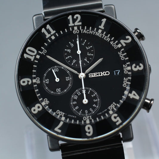 Near MINT SEIKO Spirit Sottsass SCEB037/7T92-0TN0 Black Quartz 38.8mm Men's Watch