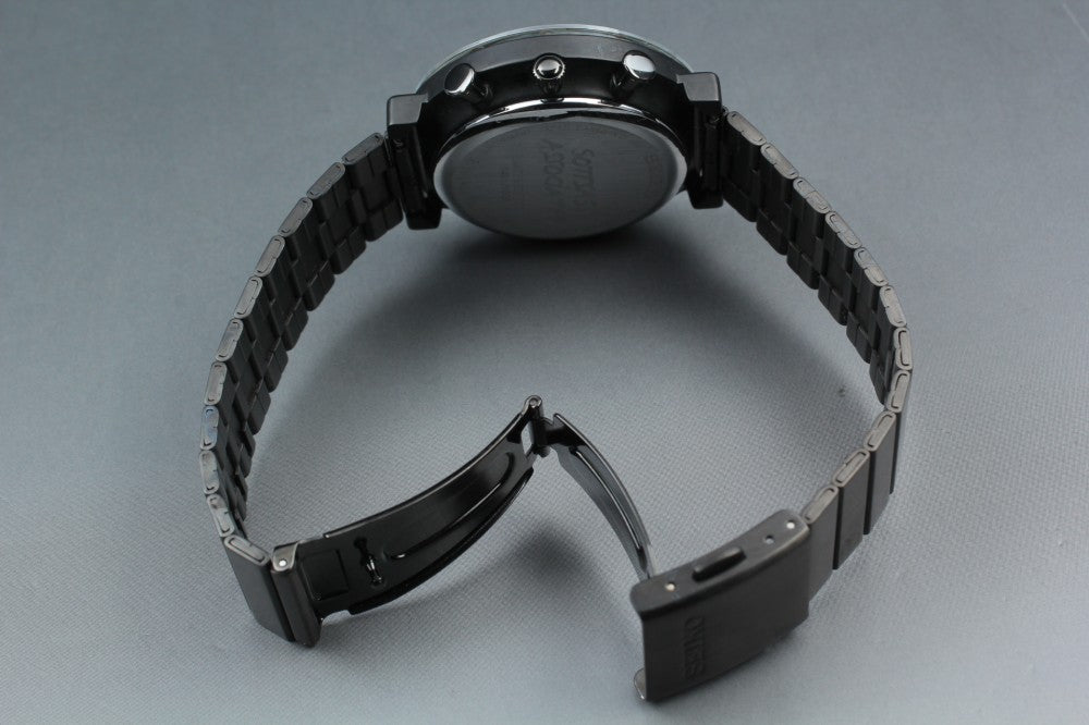 Near MINT SEIKO Spirit Sottsass SCEB037/7T92-0TN0 Black Quartz 38.8mm Men's Watch