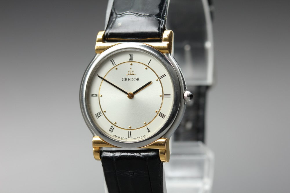 Near MINT SEIKO Credor 2F70-0020 Silver Quartz 23.1mm Ladies Watch 1992