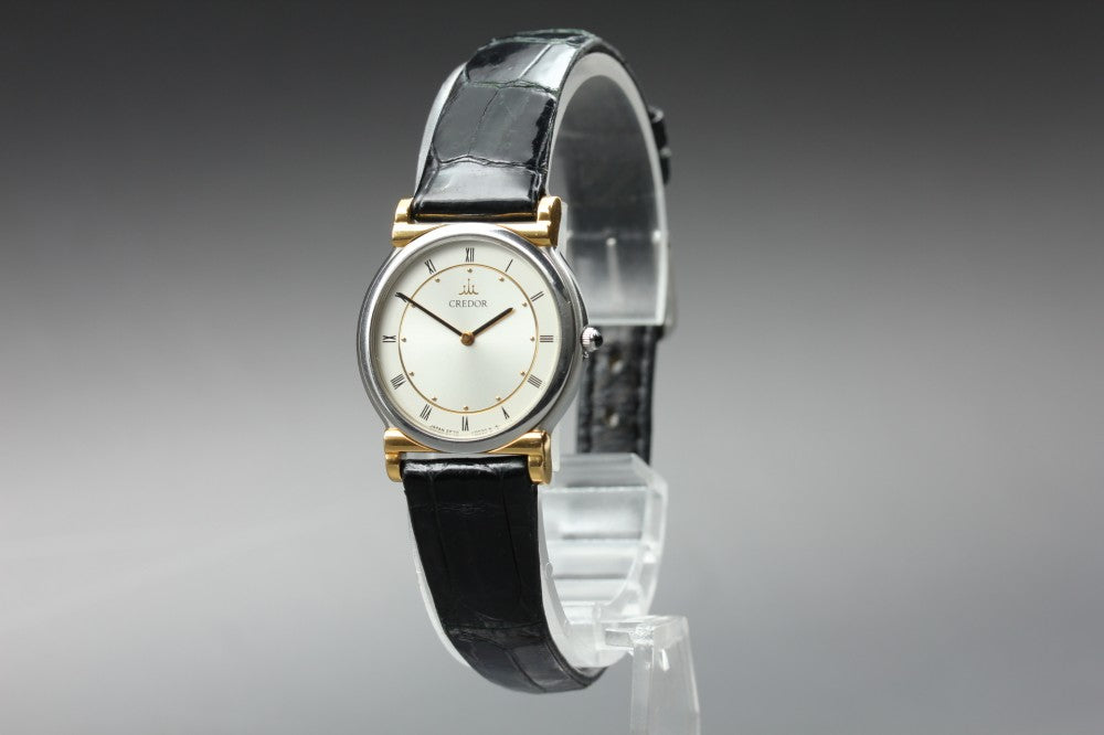 Near MINT SEIKO Credor 2F70-0020 Silver Quartz 23.1mm Ladies Watch 1992