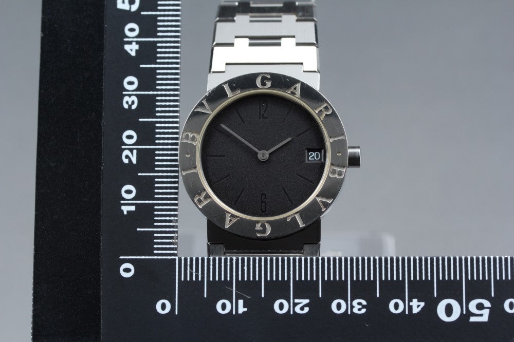 Near MINT BVLGARI BB30SSD Black Quartz 29.9mm Unisex Watch