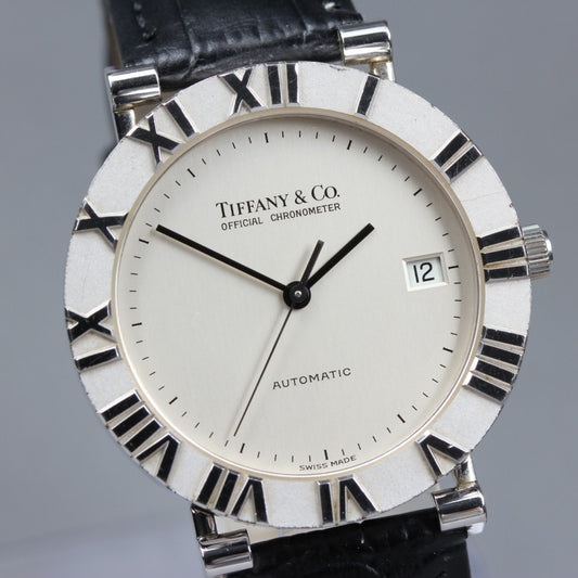 Near MINT TIFFANY&Co. Atlas M06940 Silver Auto 35.9mm Men's Watch