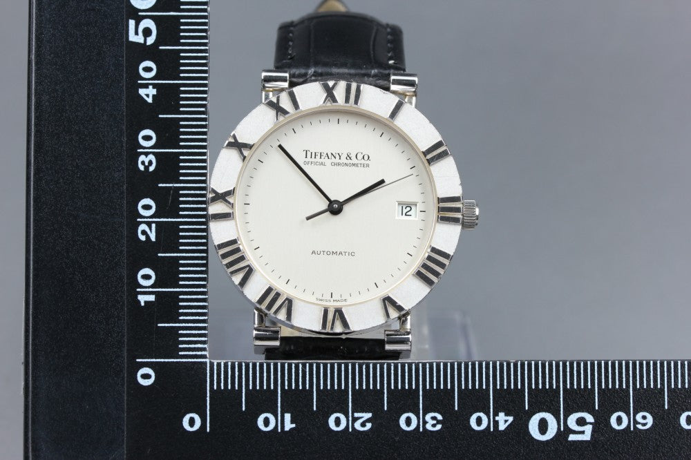 Near MINT TIFFANY&Co. Atlas M06940 Silver Auto 35.9mm Men's Watch