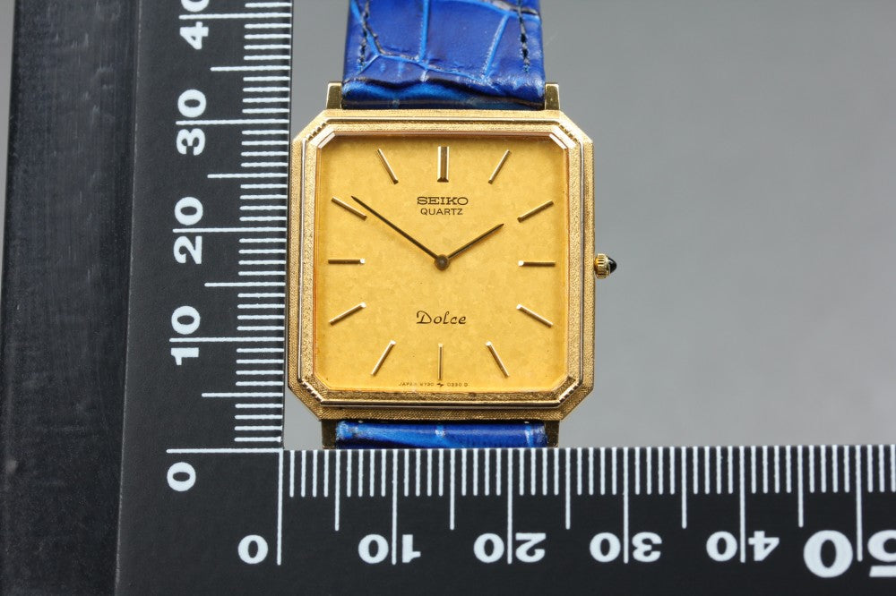 Near MINT SEIKO Dolce 6730-5160 Gold Quartz 26.3mm Men's Watch 1983