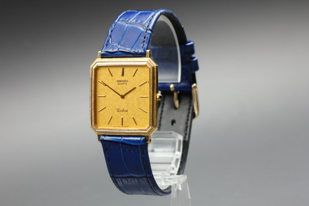 Near MINT SEIKO Dolce 6730-5160 Gold Quartz 26.3mm Men's Watch 1983