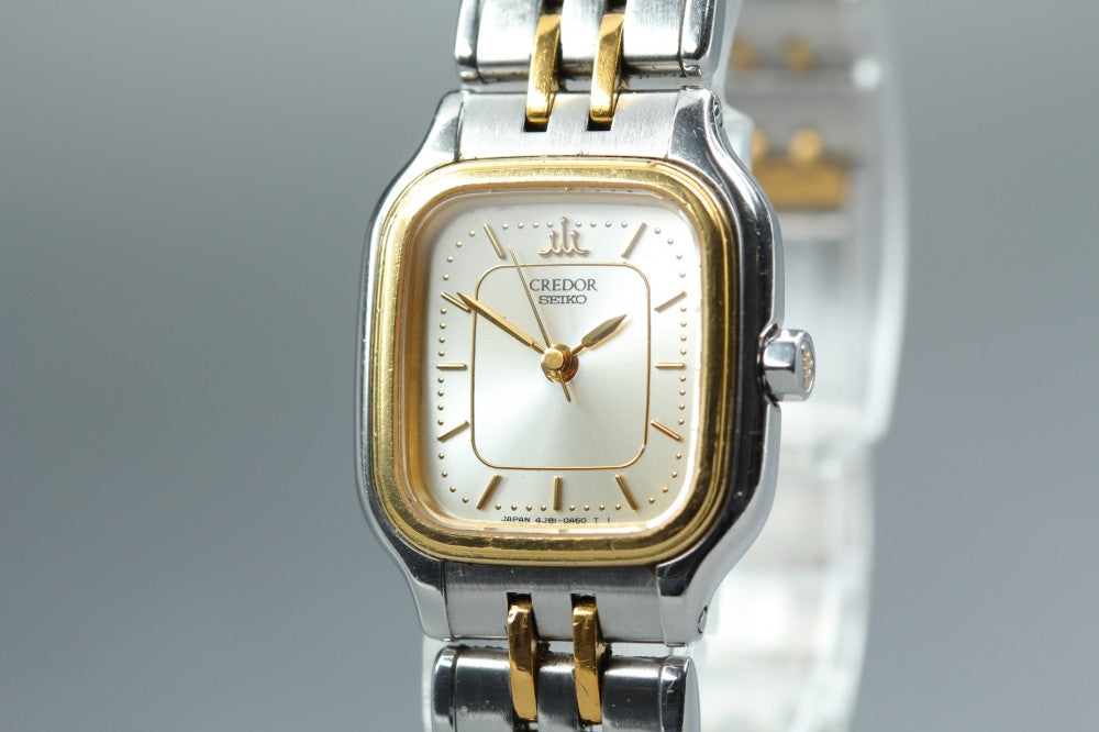 Near MINT SEIKO Credor 4J81-5A00 Silver Quartz 21.2mm Ladies Watch 1998