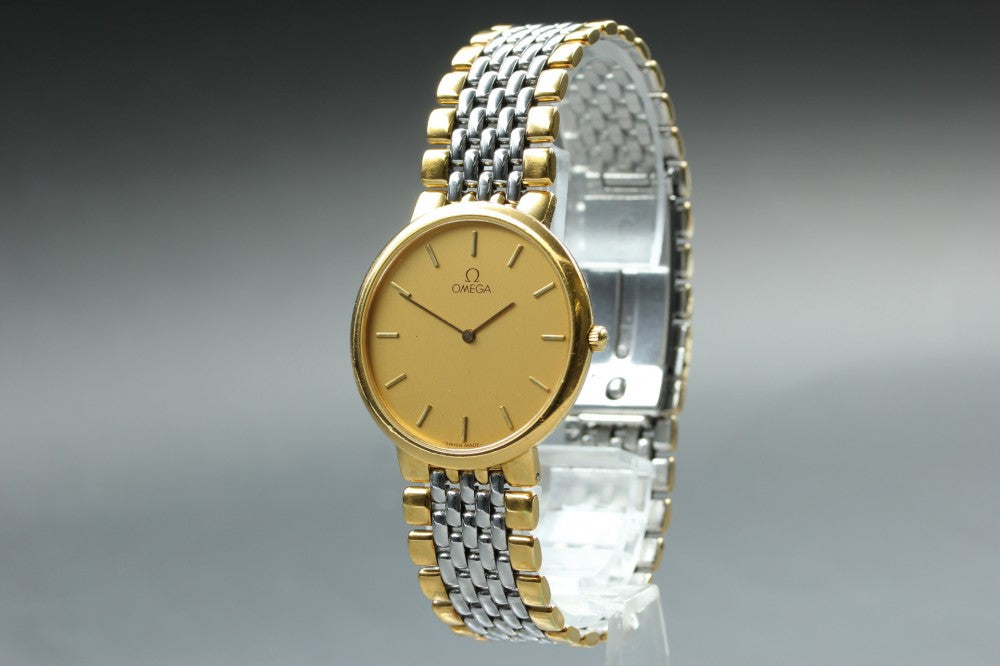 Near MINT OMEGA De Ville 395.0875.2 Gold Quartz 32mm Men's Watch