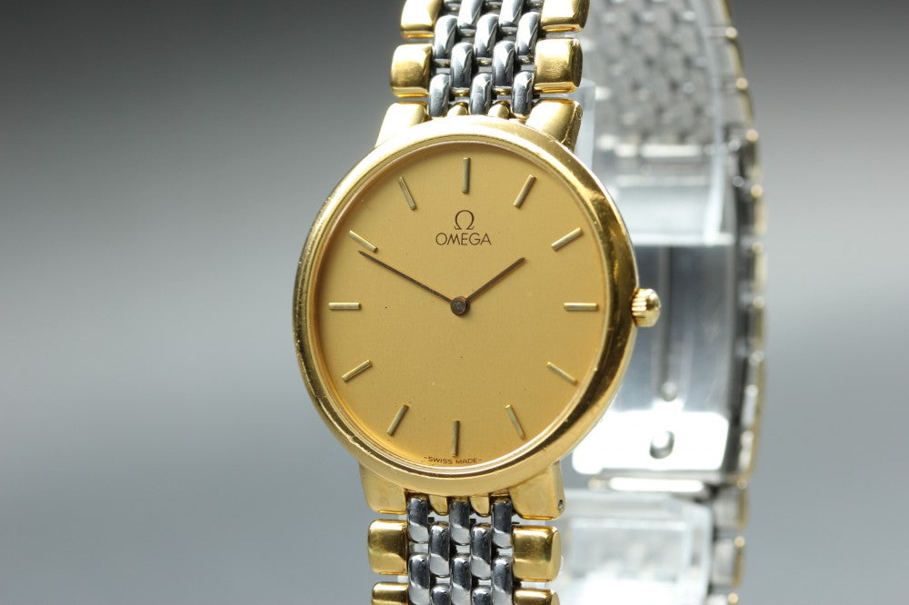 Near MINT OMEGA De Ville 395.0875.2 Gold Quartz 32mm Men's Watch