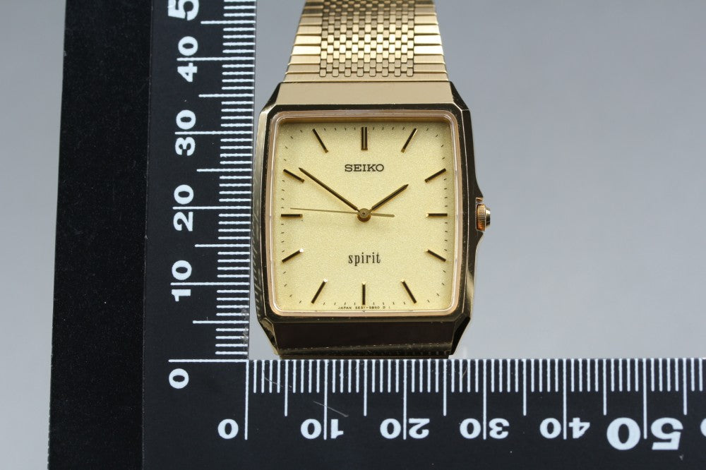 Near MINT SEIKO Spirit 5E31-5A60 Gold Quartz 29mm Men's Watch 1990