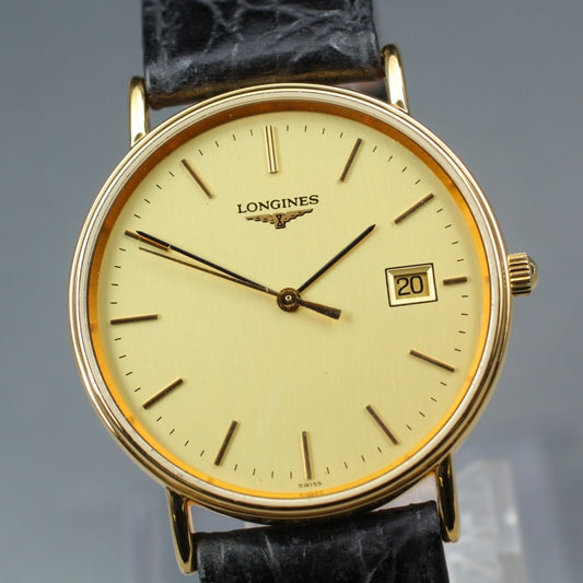 Near MINT LONGINES Grand Classic L4.636.2 Gold Quartz 32.8mm Men's Watch