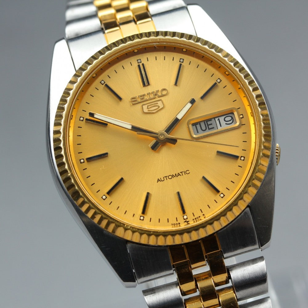 SEIKO 5 7009-3110 Gold Auto 36mm Men's Watch 1985