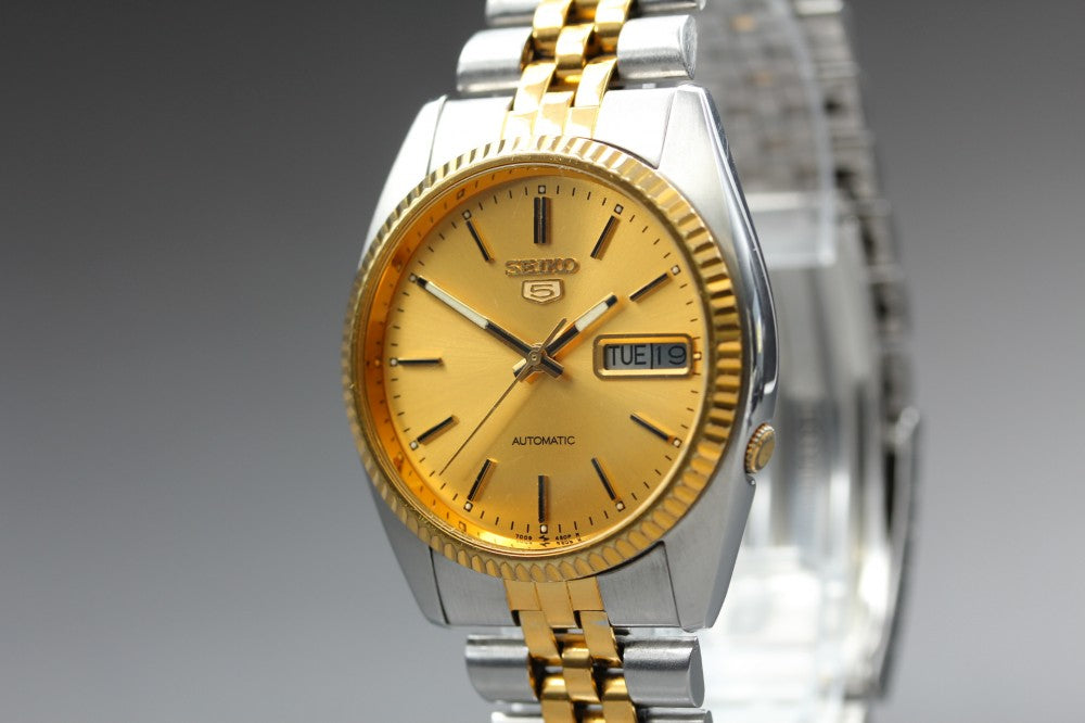 SEIKO 5 7009-3110 Gold Auto 36mm Men's Watch 1985