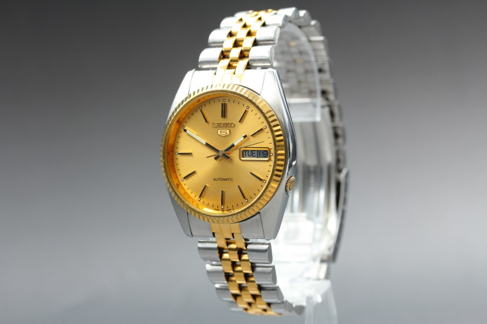 SEIKO 5 7009-3110 Gold Auto 36mm Men's Watch 1985