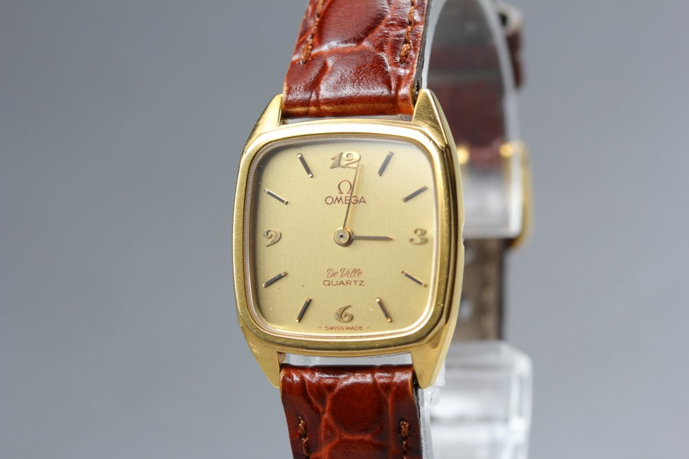 Near MINT OMEGA De Ville Cal.1387 Gold Quartz 22mm Ladies Watch