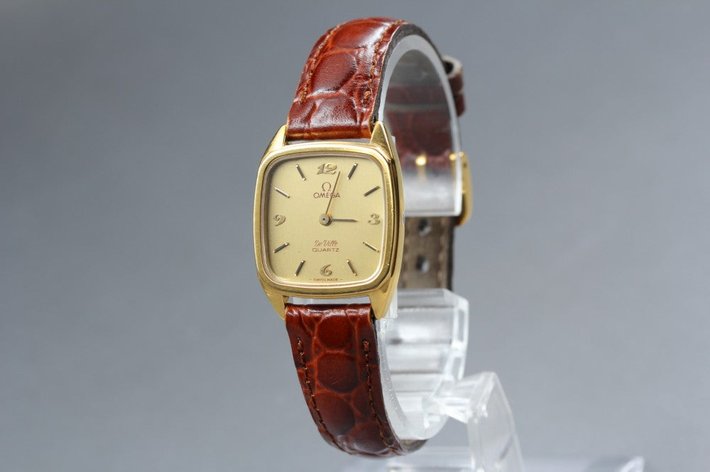 Near MINT OMEGA De Ville Cal.1387 Gold Quartz 22mm Ladies Watch