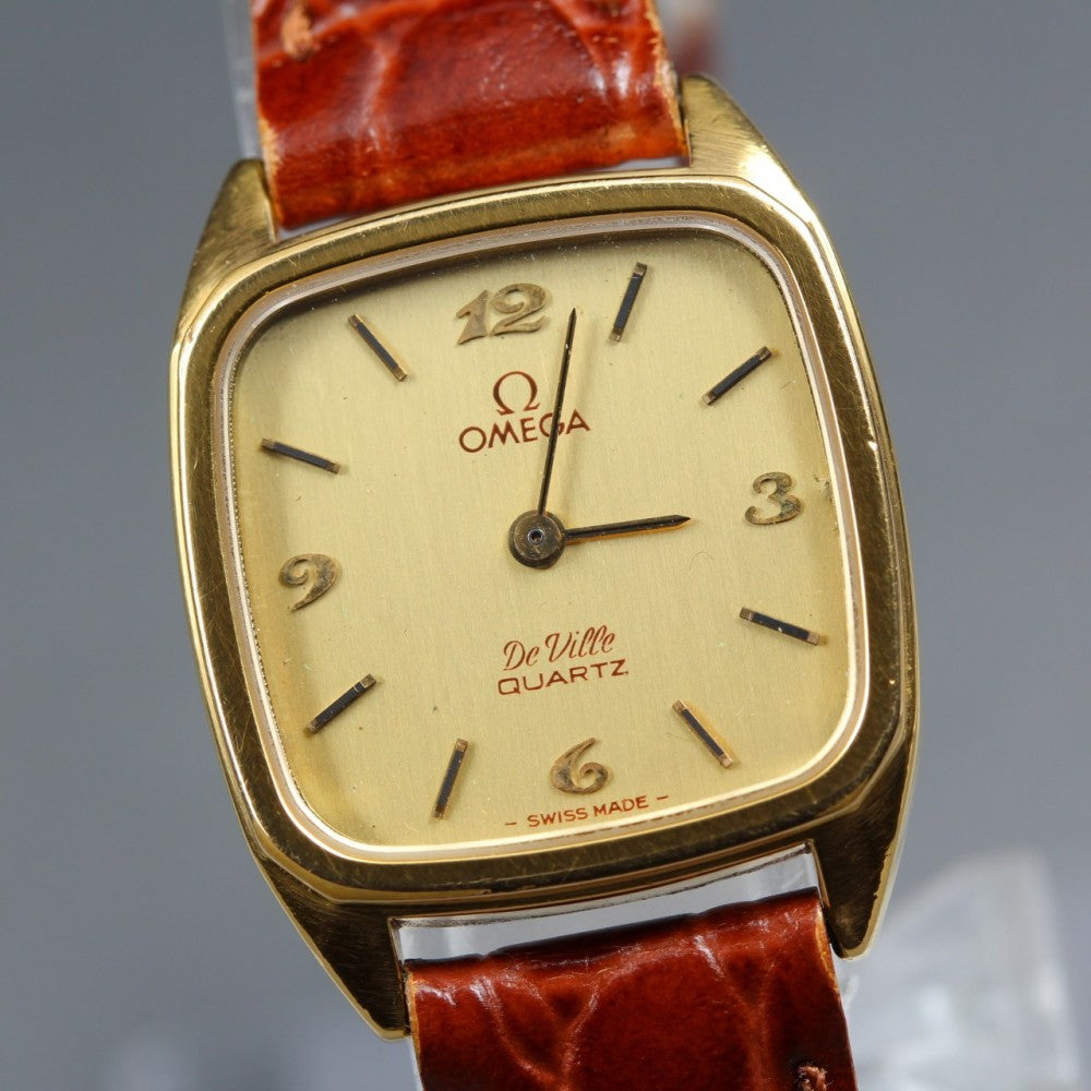 Near MINT OMEGA De Ville Cal.1387 Gold Quartz 22mm Ladies Watch