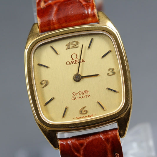 Near MINT OMEGA De Ville Cal.1387 Gold Quartz 22mm Ladies Watch