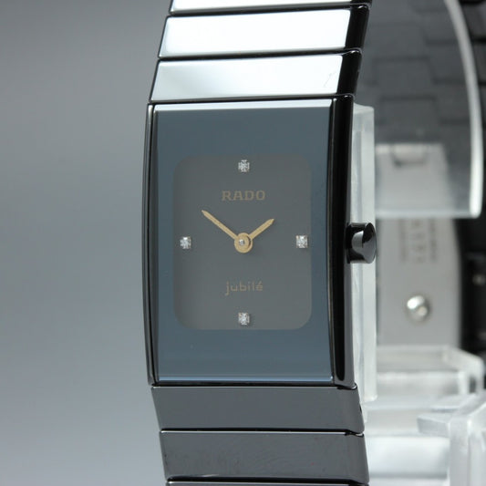 Near MINT RADO Diastar Jubile 963.0350.3 Black Quartz 19mm Ladies Watch