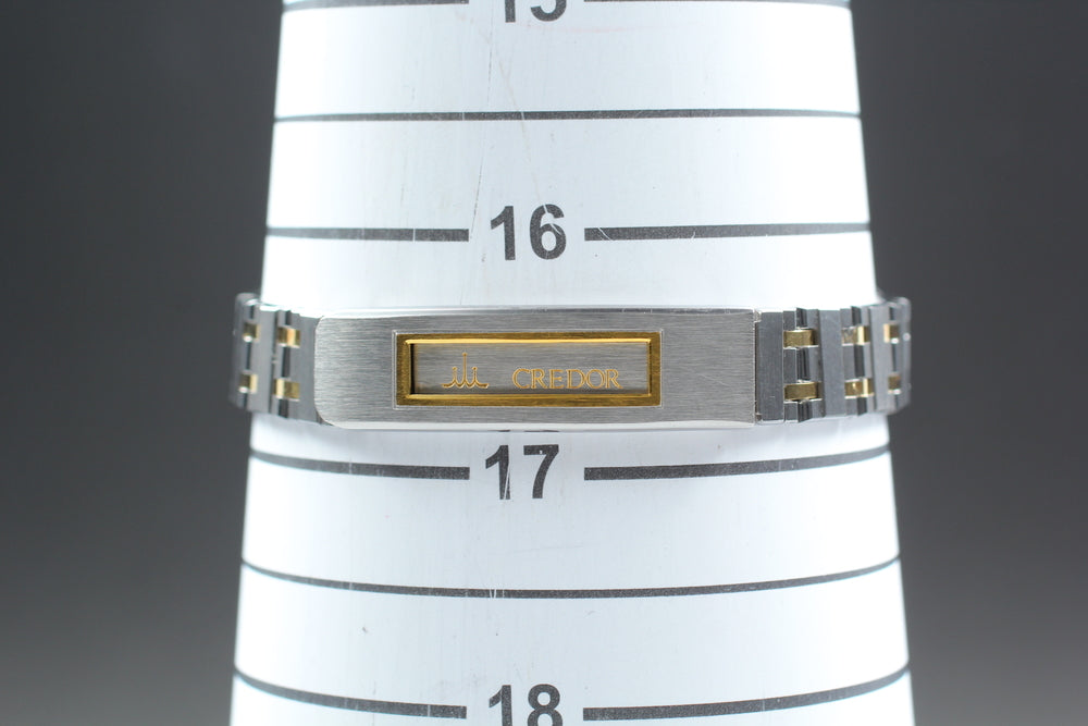 Near MINT SEIKO Credor 5A70-5010 Silver/Gold Quartz 19mm Ladies Watch 1997