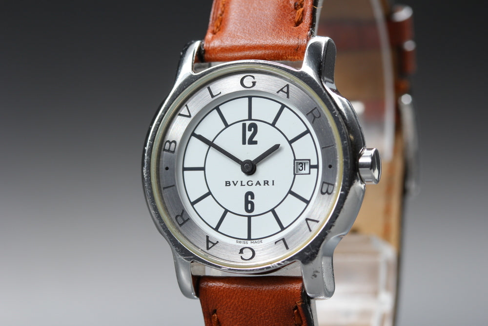 Near MINT BVLGARI Solo Tempo ST29S Quartz 28.6mm Ladies Watch