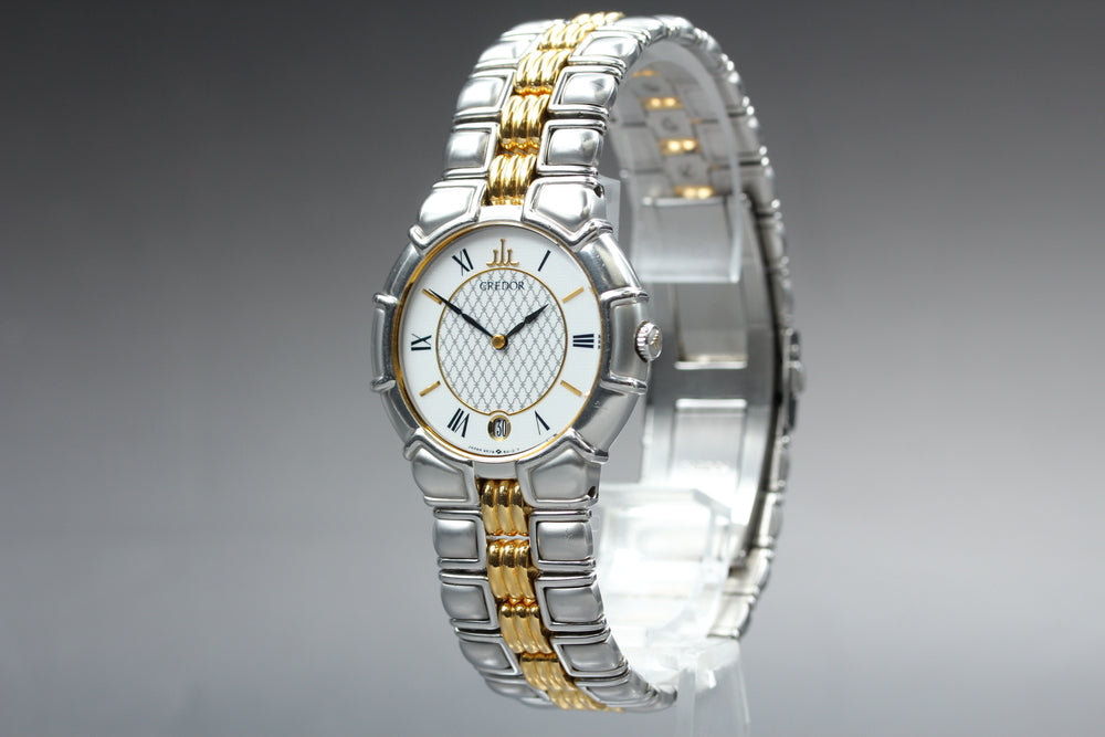 Near MINT SEIKO Credor 9579-6000 White Quartz 32mm Men's Watch 1987