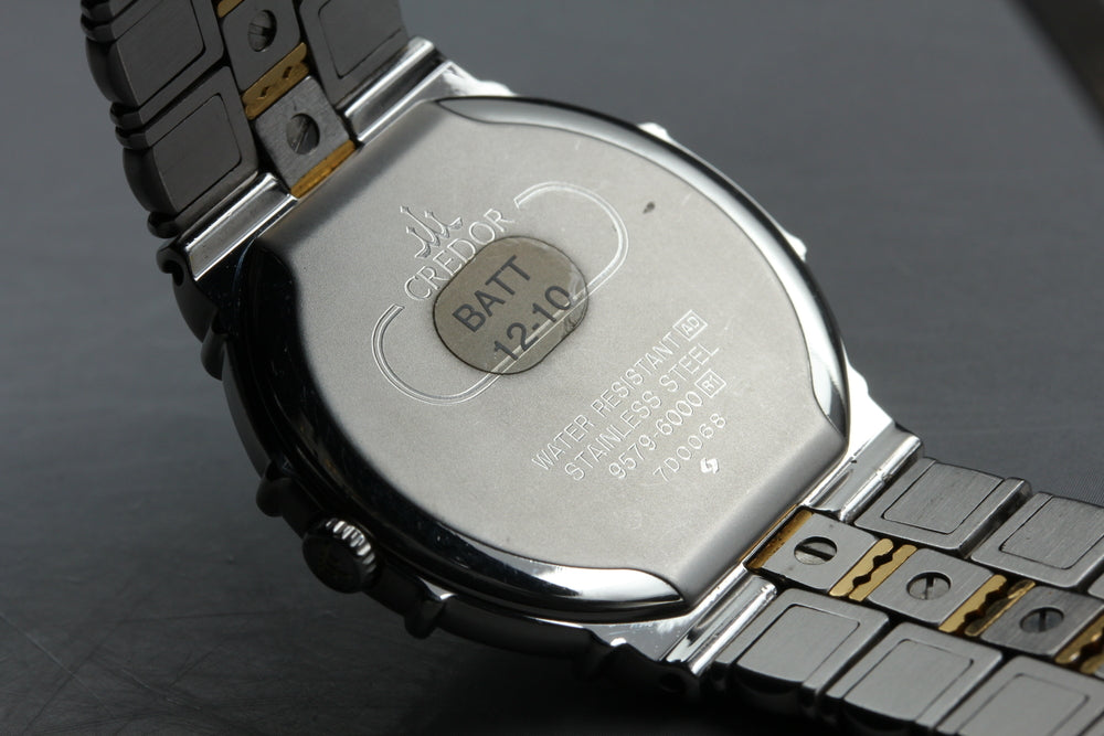 Near MINT SEIKO Credor 9579-6000 White Quartz 32mm Men's Watch 1987
