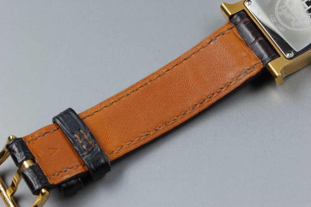 Near MINT HERMES H Watch HH1.201 Gold Quartz 21mm Ladies Watch