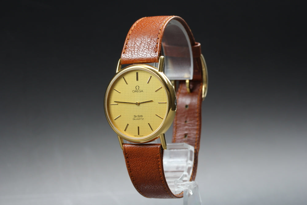 Near MINT OMEGA De Ville 191.0092 Cal.1351 Gold Quartz 33mm Men's Watch