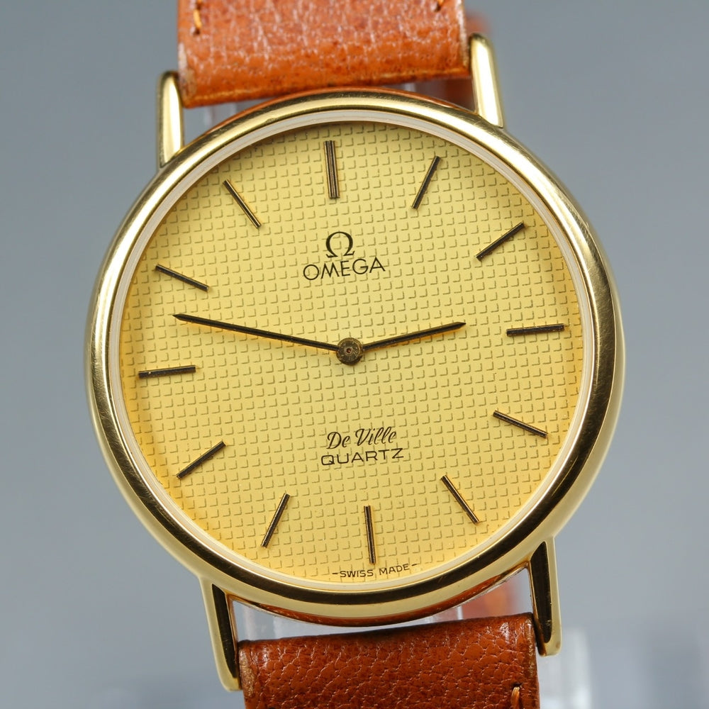 Near MINT OMEGA De Ville 191.0092 Cal.1351 Gold Quartz 33mm Men's Watch