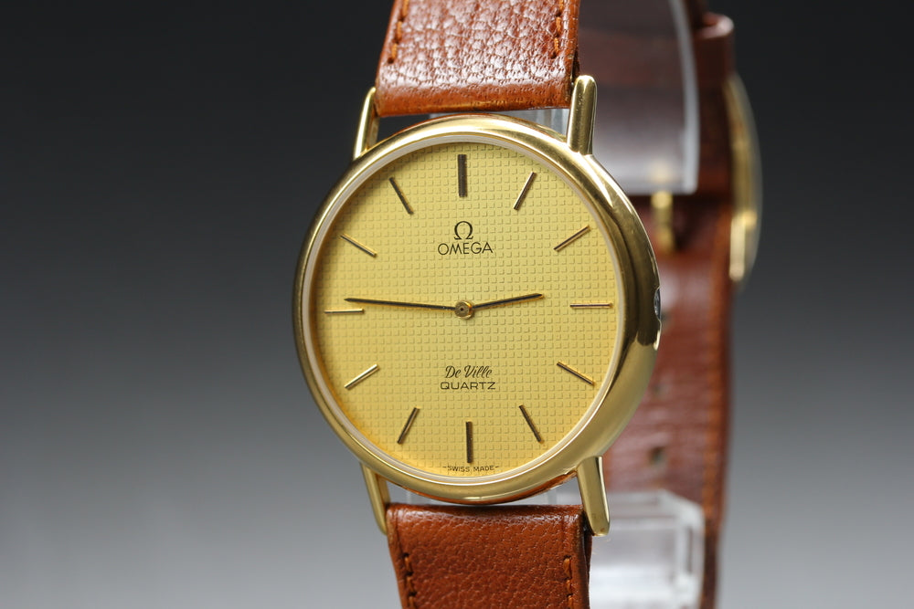 Near MINT OMEGA De Ville 191.0092 Cal.1351 Gold Quartz 33mm Men's Watch