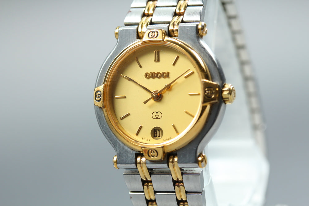 Near MINT GUCCI 9000L Gold Quartz 24.6mm Ladies Watch