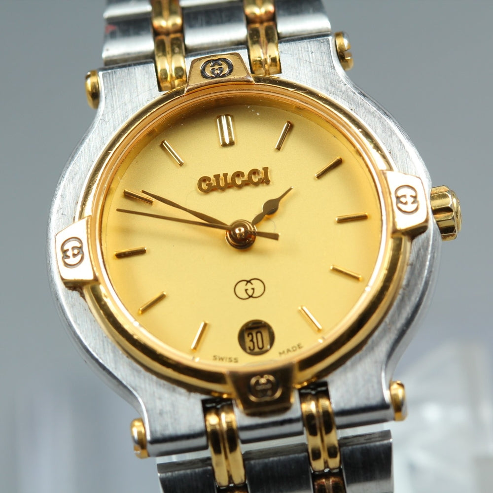 Near MINT GUCCI 9000L Gold Quartz 24.6mm Ladies Watch