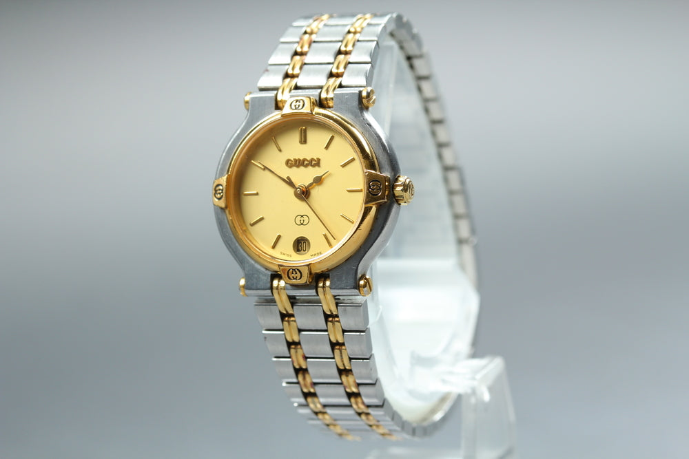 Near MINT GUCCI 9000L Gold Quartz 24.6mm Ladies Watch