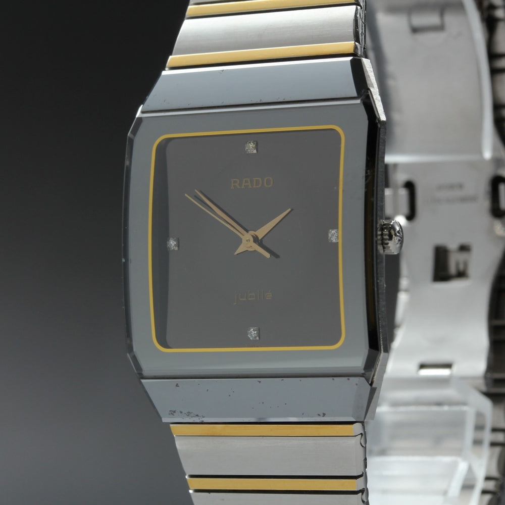 Near MINT RADO Diastar 151.0202.3 Black Quartz 28.1mm Men's Watch