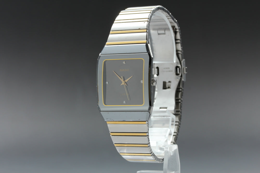 Near MINT RADO Diastar 151.0202.3 Black Quartz 28.1mm Men's Watch