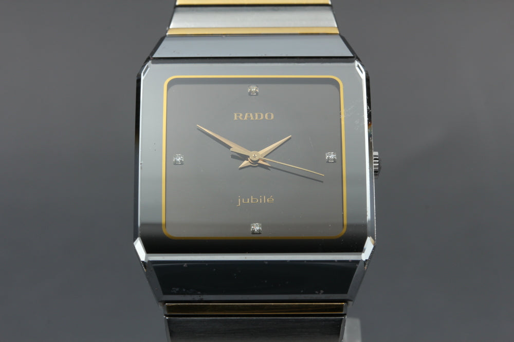 Near MINT RADO Diastar 151.0202.3 Black Quartz 28.1mm Men's Watch