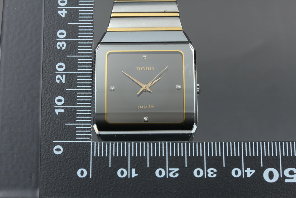 Near MINT RADO Diastar 151.0202.3 Black Quartz 28.1mm Men's Watch